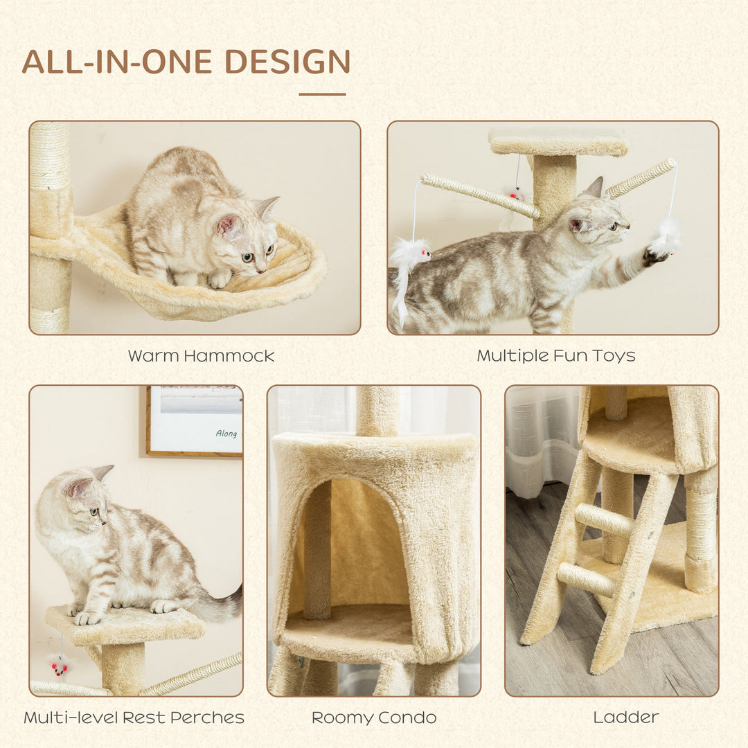 Feline Fort: Towering 131cm Cat Tree with Scratching Posts & Cosy Perches