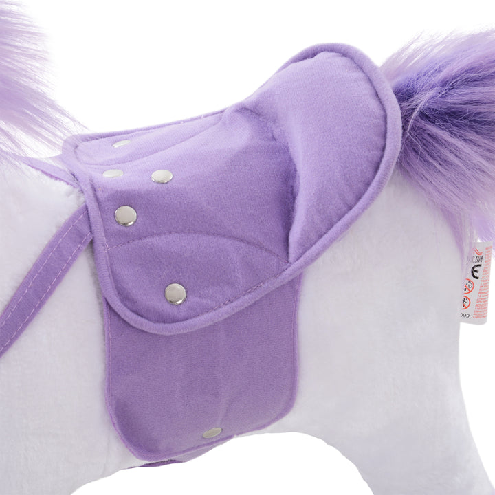 Four Wheel Sit-On Unicorn Horse Neigh Button Plush Safe Seat Handlebar Wood Frame