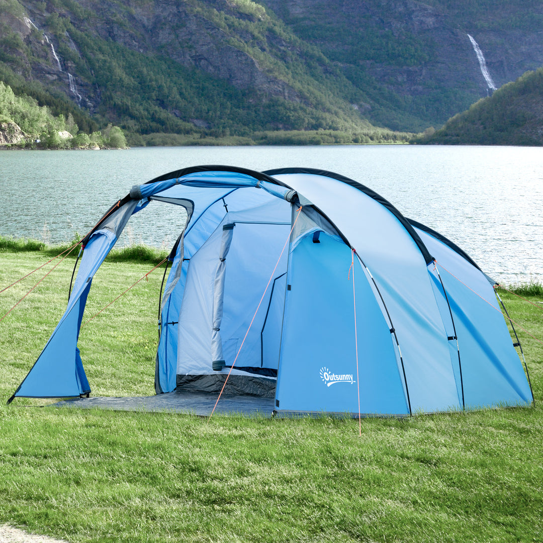 2-3 Man Tunnel Tents w/ Vestibule Camping Tent Porch Air Vents Rainfly Weather-Resistant Shelter Fishing Hiking Shelter