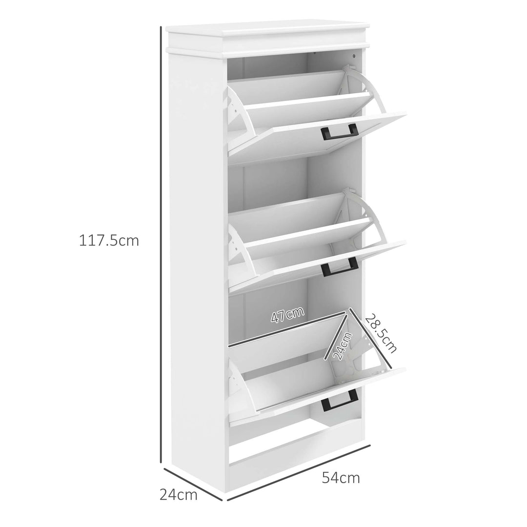 HOMCOM Three-Drawer Minimalistic Shoe Storage Cabinet