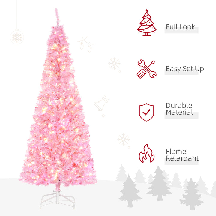 6' Tall Prelit Pencil Slim Artificial Christmas Tree with Realistic Branches