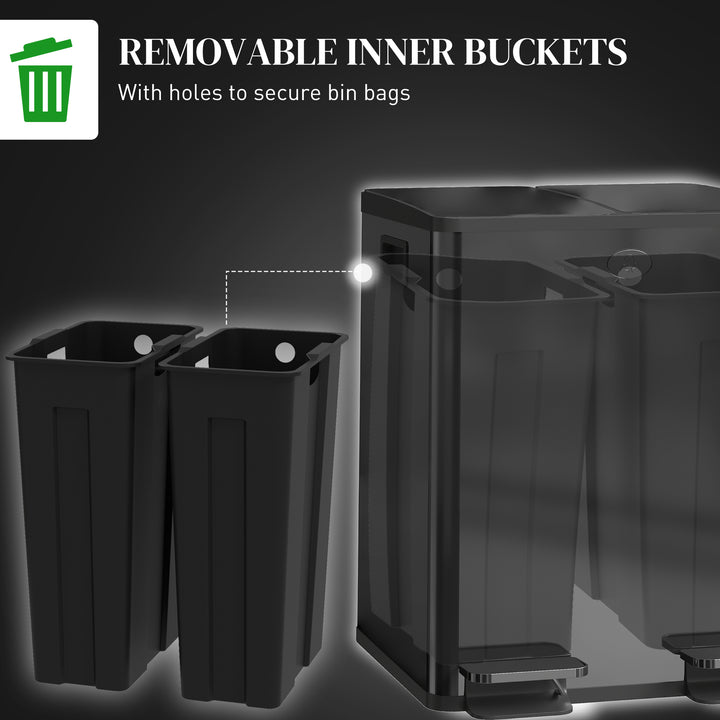 40L Dual Compartment Stainless Steel Bin