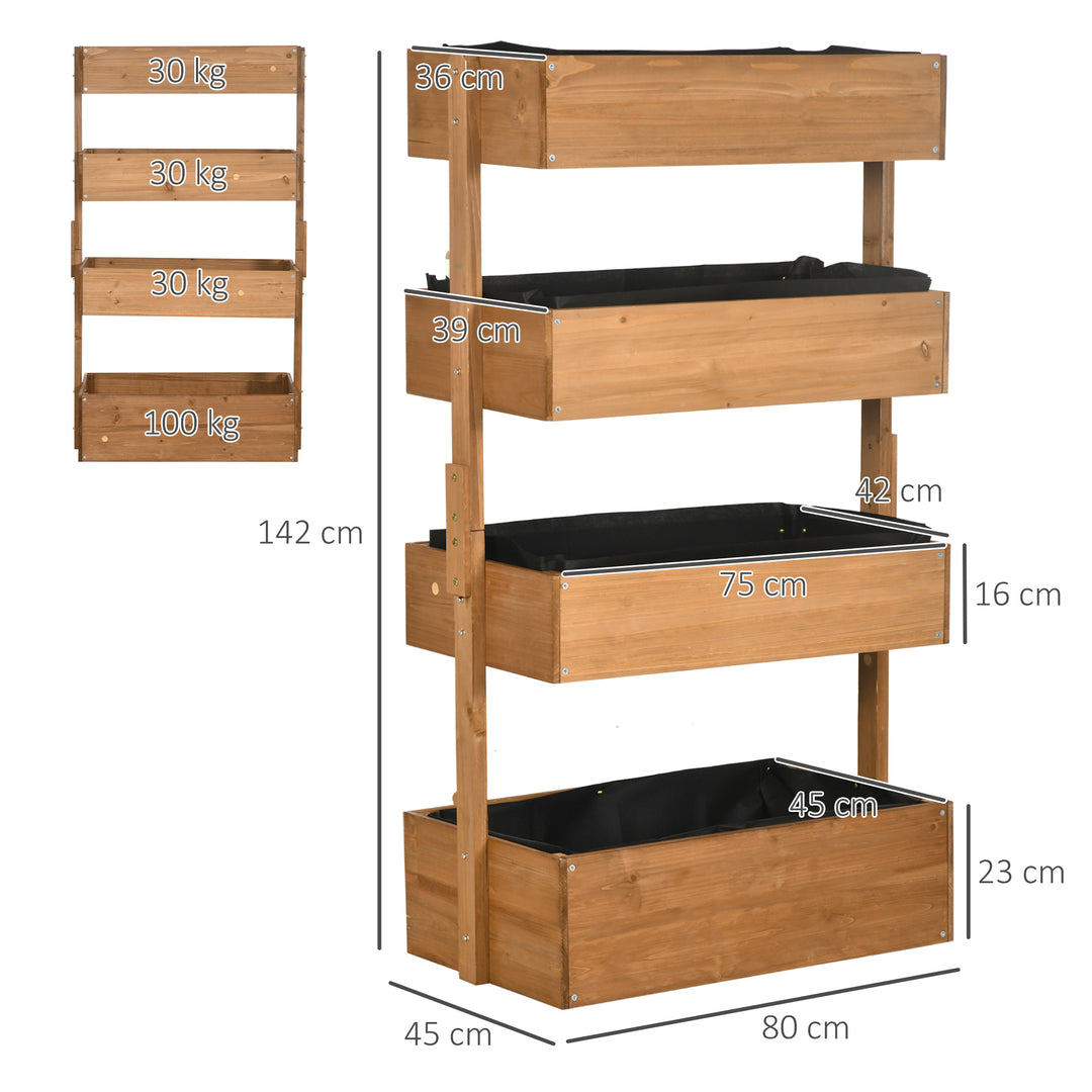 Outsunny 80cm x 45cm x 142cm 4-Tier Raised Garden Bed