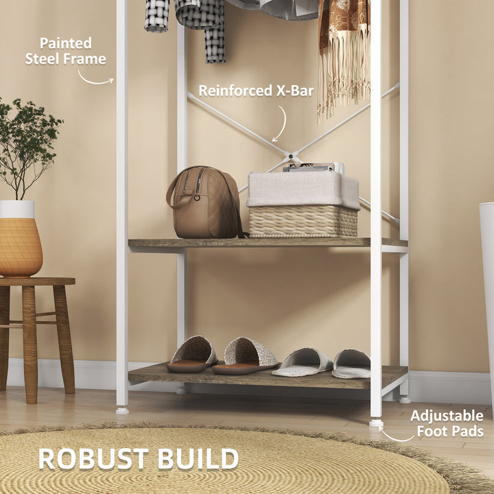 Hallway Coat Rack and Shoe Bench Tree - Grey