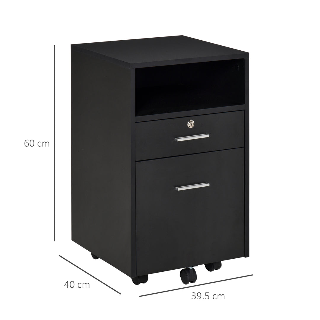 Vinsetto Black Cabinet Mobile Lockable File Cabinet with 2 Drawers