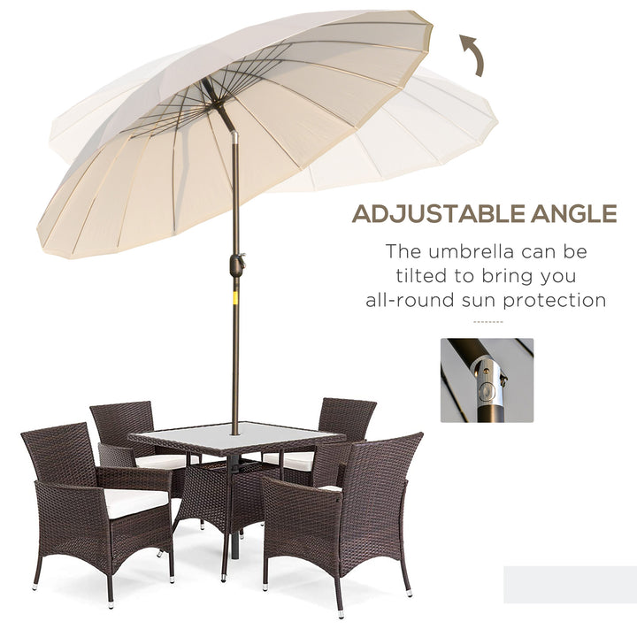 Waterproof 255cm Patio Parasol Umbrella Outdoor Market Table Parasol with Push Button Tilt Crank and Sturdy Ribs for Garden