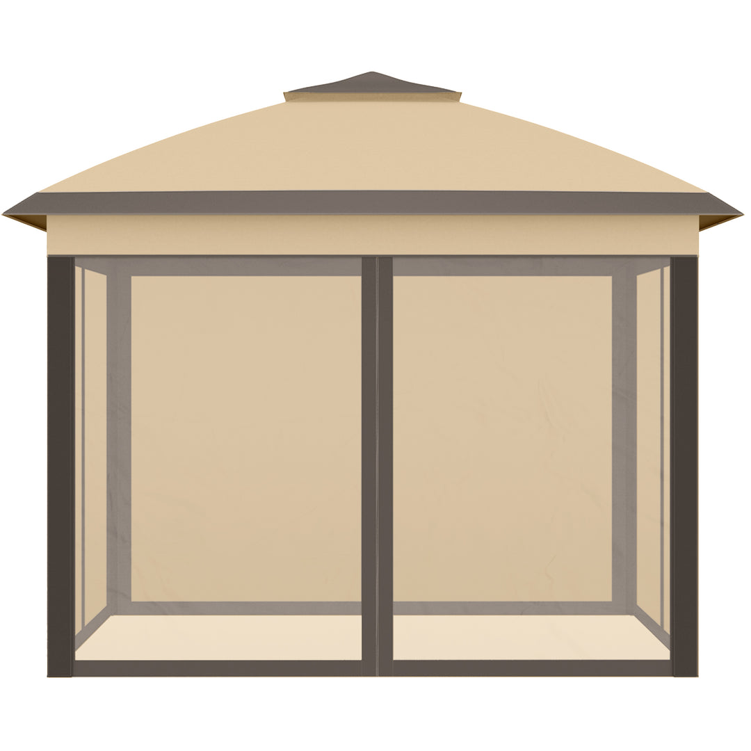 Pop-Up Gazebo: 11' x 11' Double-Roof Shelter with Mesh Sidewalls