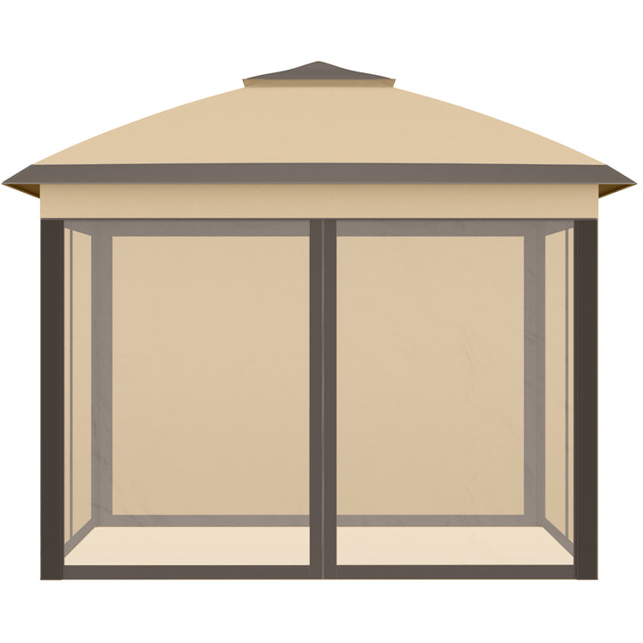 Pop-Up Gazebo: 11' x 11' Double-Roof Shelter with Mesh Sidewalls