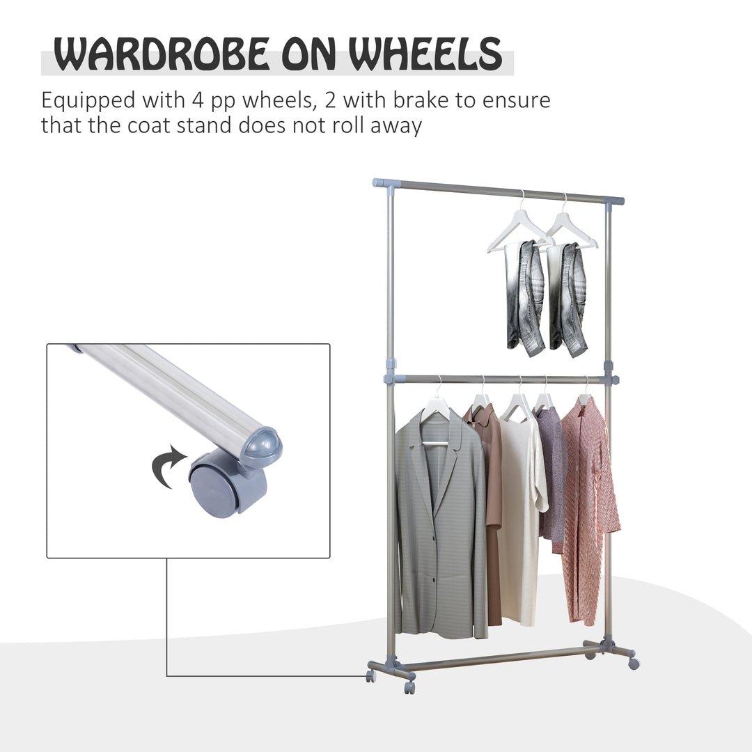 Heavy Duty Garment Rail Clothes Hanger on Wheels