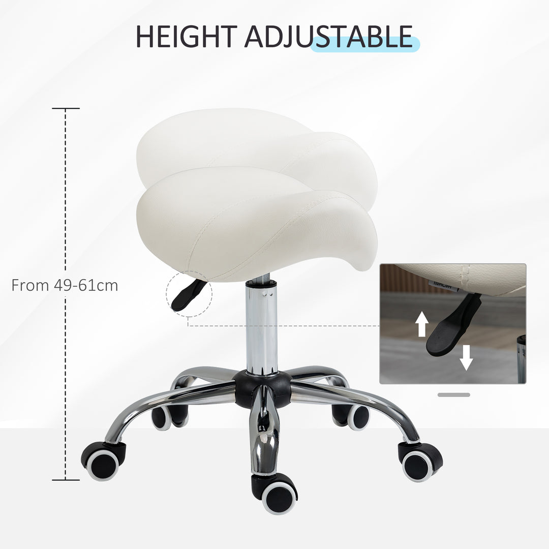 Cosmetic Stool 360° Rotate Height Adjustable Salon Massage Spa Chair Hydraulic Rolling Faux Leather Saddle Stool