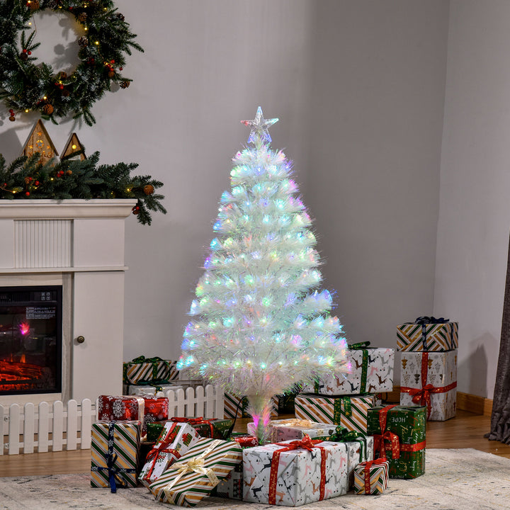 4 Feet Prelit Artificial Christmas Tree with Fiber Optic LED Light