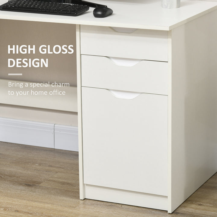 HOMCOM High Gloss Desk with Drawers