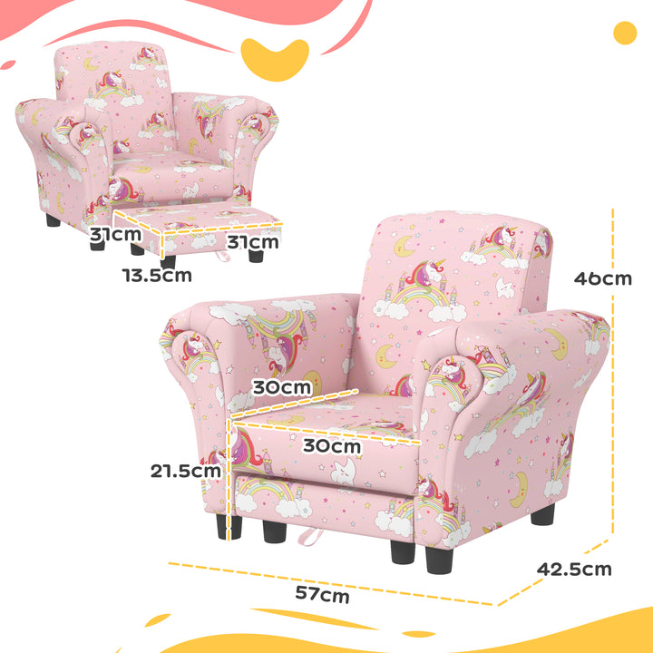 2 Piece Kids Sofa Set with Unicorn Design