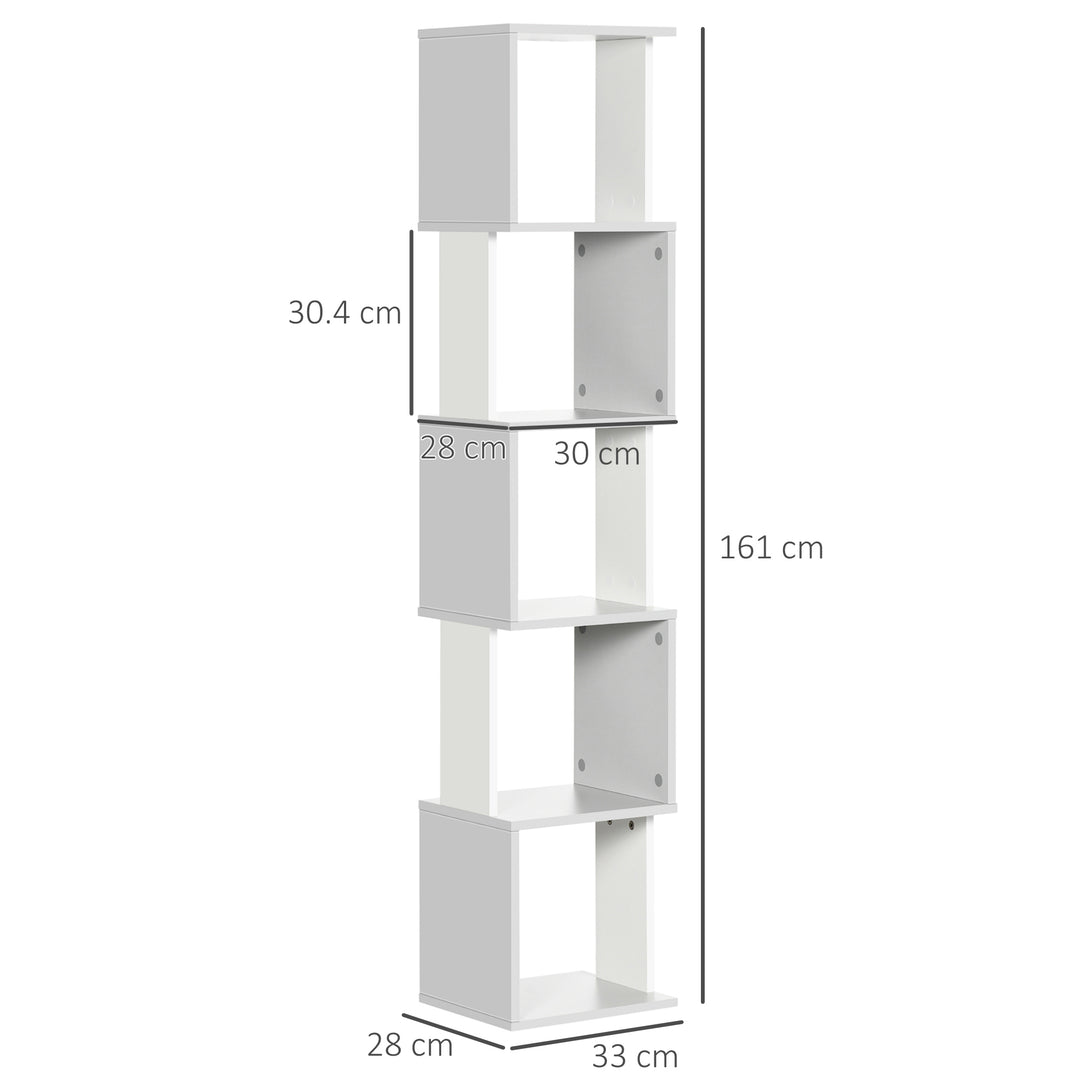 HOMCOM Modern 5-Tier Bookshelf, Light Grey