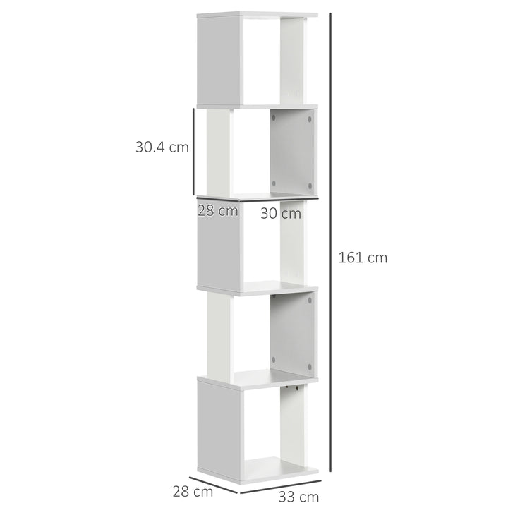 HOMCOM Modern 5-Tier Bookshelf, Light Grey