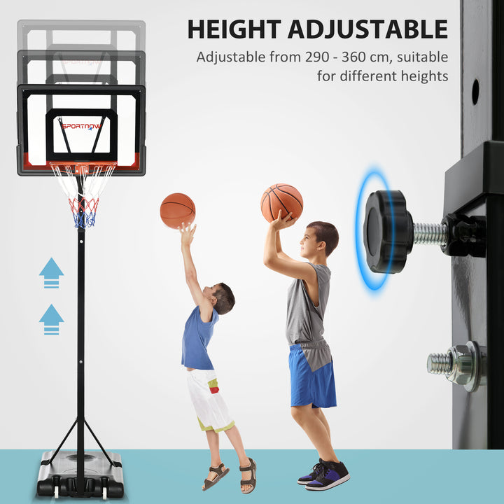 2.1-2.6m Adjustable Basketball Hoop and Basketball Stand w/ Sturdy Backboard and Weighted Base