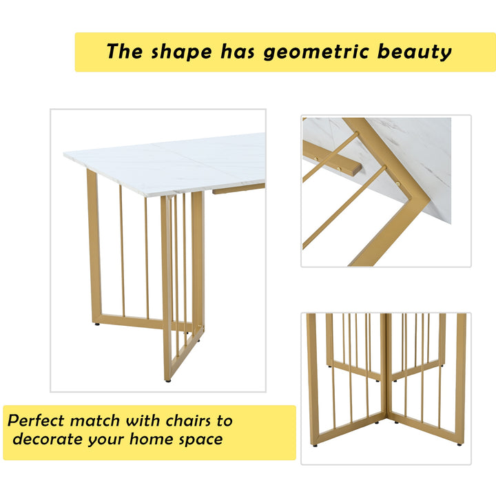 Modern Rectangular Extendable Dining Table with V-shaped Support Legs