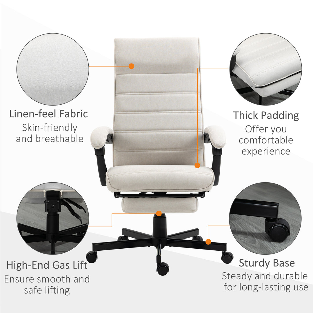 Vinsetto High-Back Linen Office Chair, White