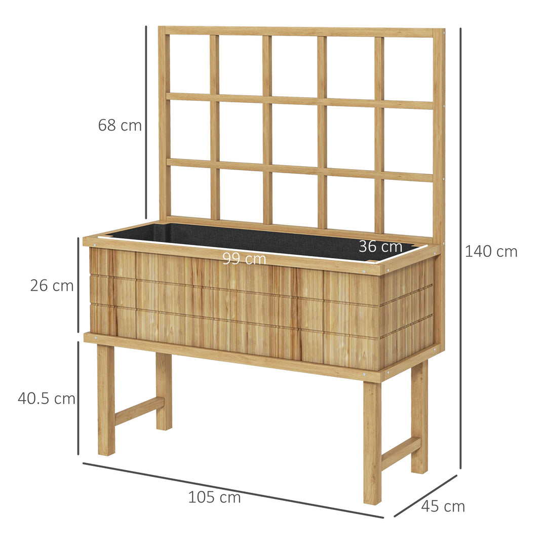 Wooden Raised Planter with Trellis for Vine Climbing Plants