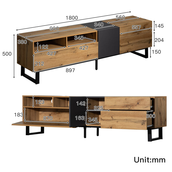 TV Stand with Storage Compartments & Wood Finish