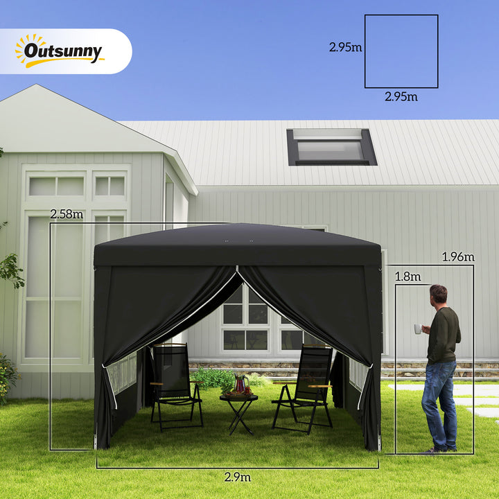 3 x 3 Meters Pop Up Water Resistant Gazebo Wedding Camping Party Tent Canopy Marquee with Carry Bag and 2 Windows