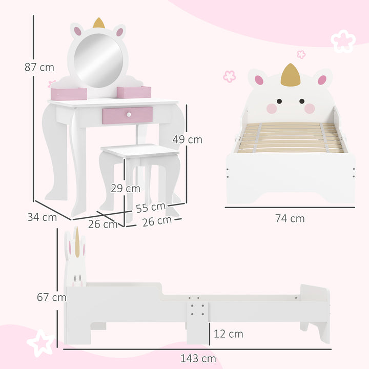 Unicorn Themed Children's Bedroom Set with Dressing Table