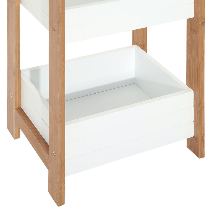 HOMCOM Bamboo Bathroom Caddy: Tiered Organiser for Compact Spaces, Shower Shelving Unit Aosom UK