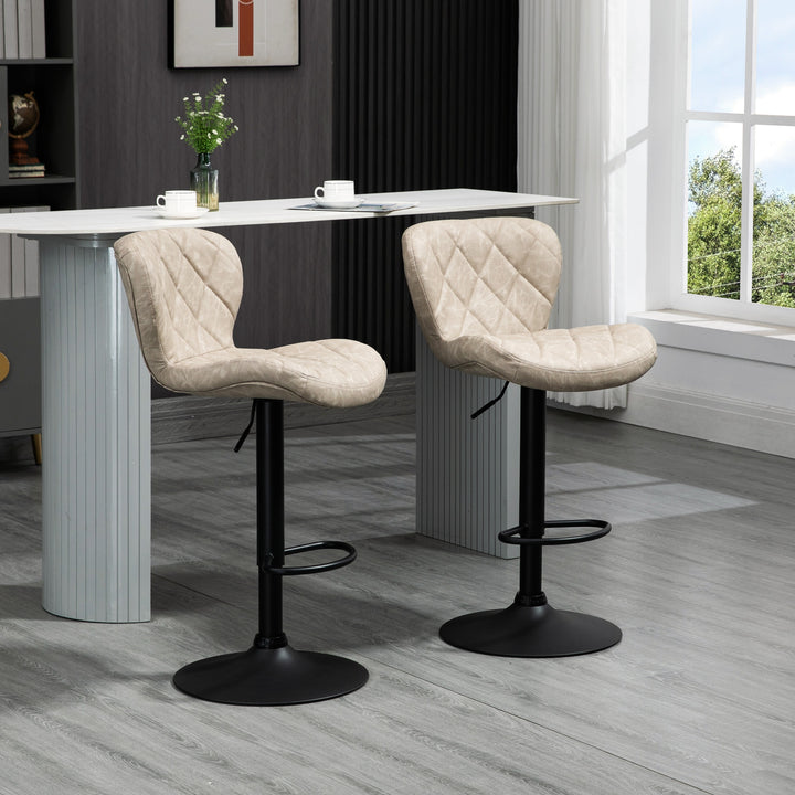 Swivel Bar Chair: Diamond Pattern PU Seat with Backrest & Footrest