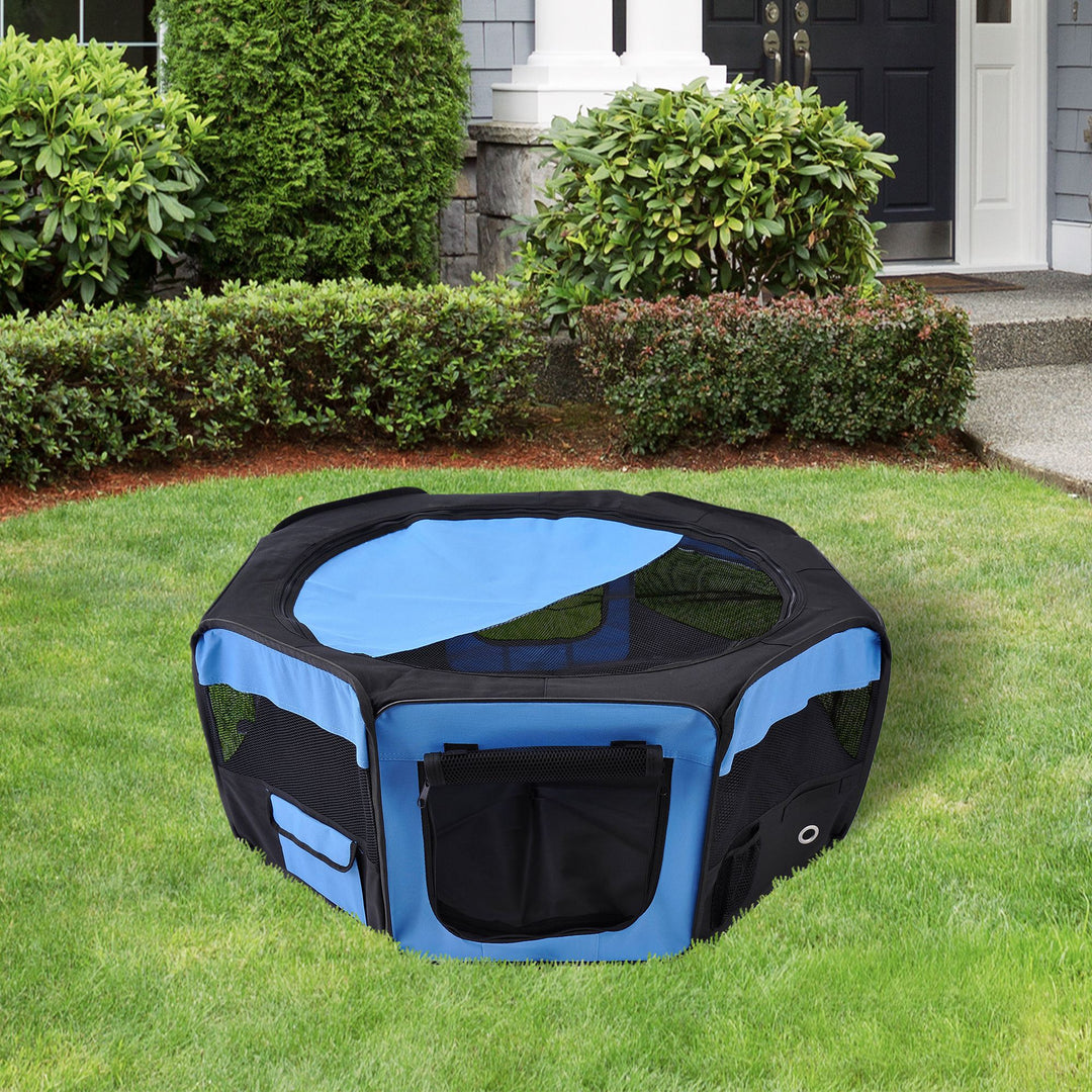 Fabric Pet Playpen: 8-Panel Foldable Mesh Enclosure for Outdoor Use