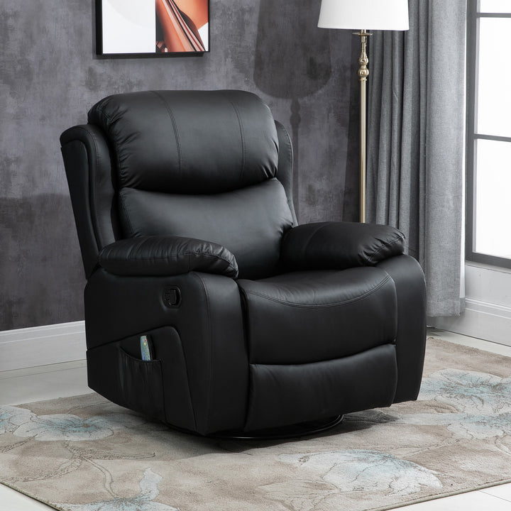 PU Leather Reclining Chair with 8 Massage Points and Heat