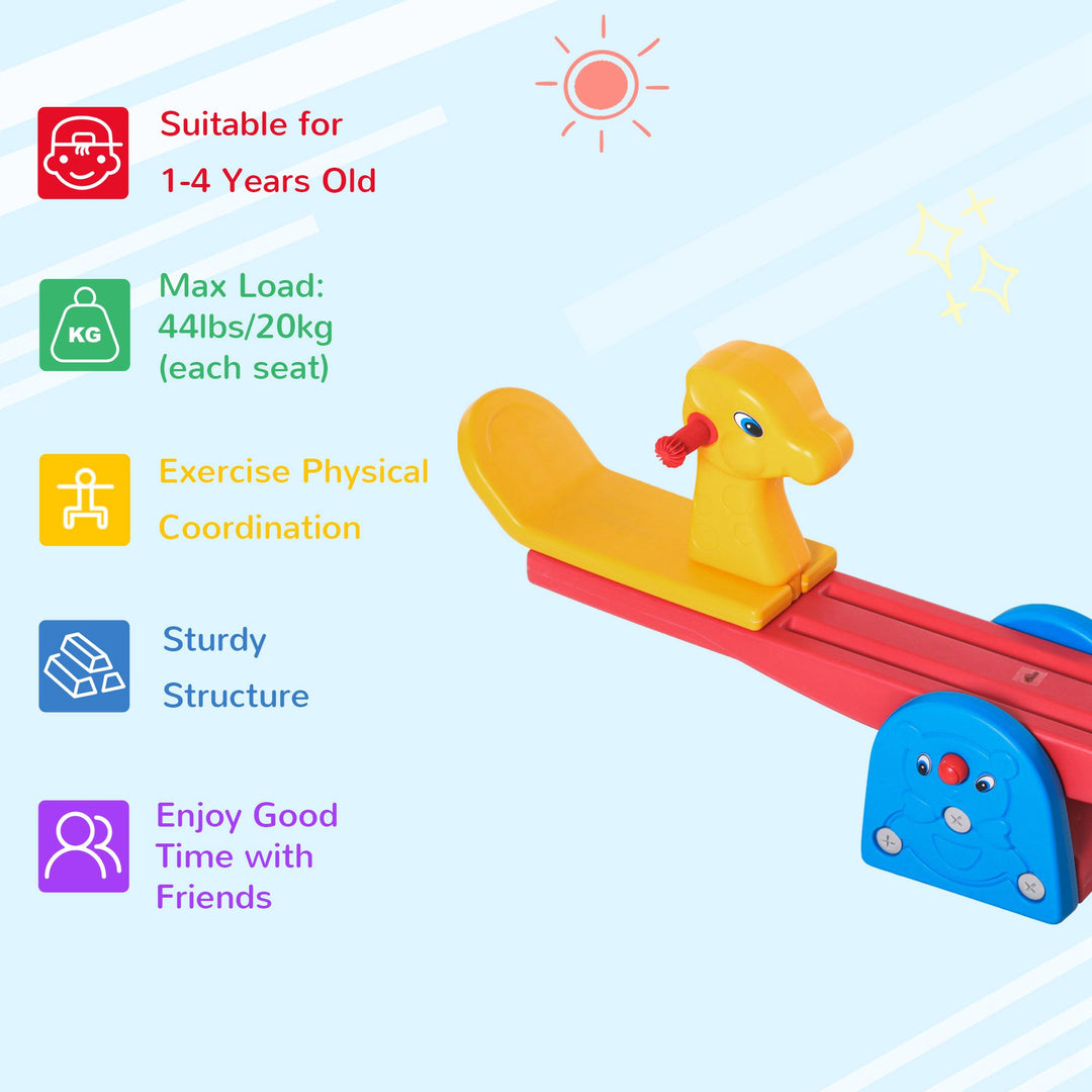 Kids Seesaw Safe Teeter Totter 2 Seats with Easy-Grip Handles