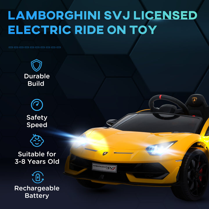 Kids Electric Ride On Car Compatible 12V Battery-powered Lamborghini Aventador Sports Racing Car Toy w/ Parental Remote Control