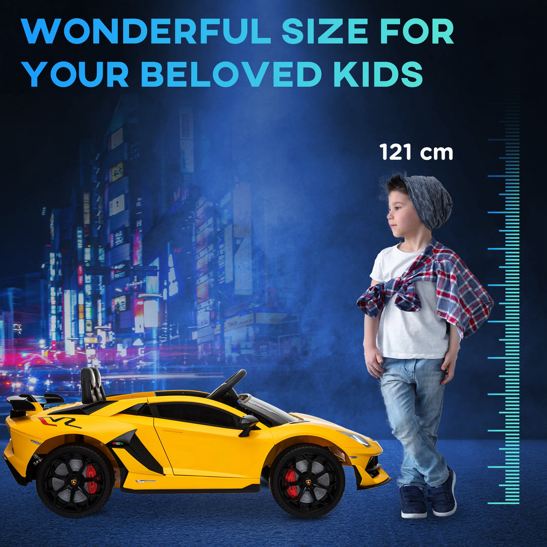 Kids Electric Ride On Car Compatible 12V Battery-powered Lamborghini Aventador Sports Racing Car Toy w/ Parental Remote Control