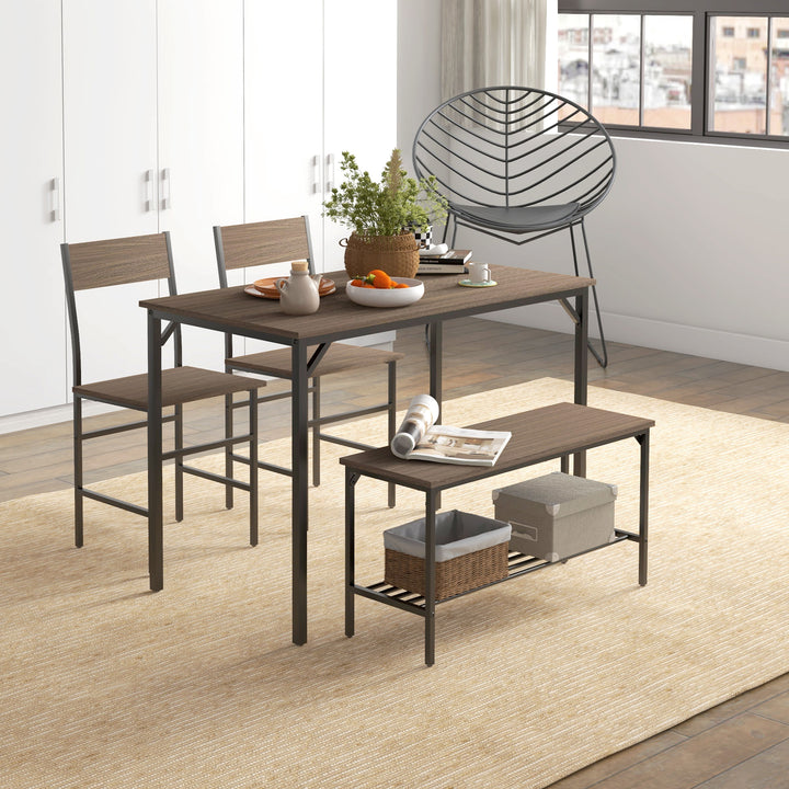 HOMCOM Dining Table Set with Storage, Grey