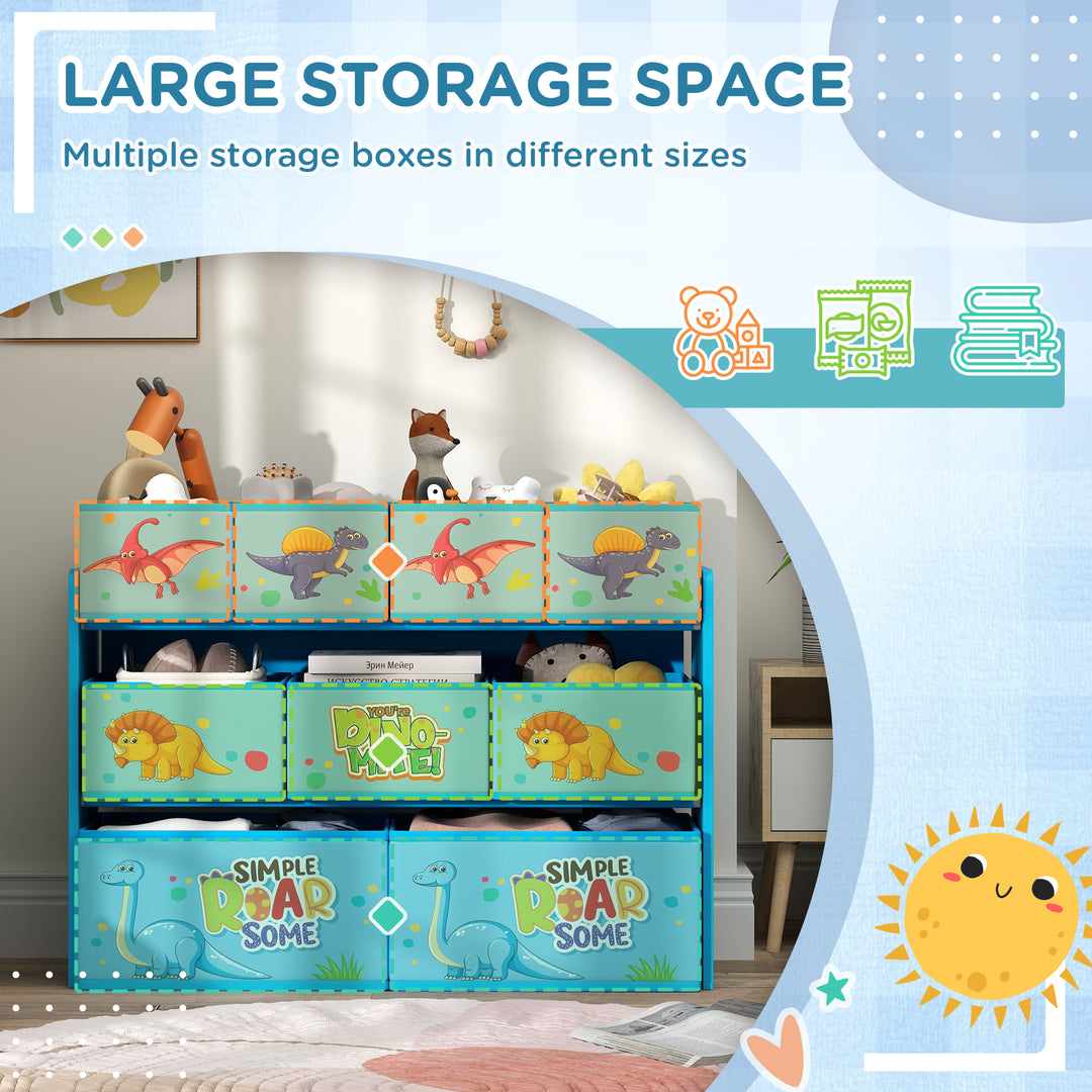 3-Tier Kids Storage Unit with 9 Non-Woven Fabric Boxes for Toys