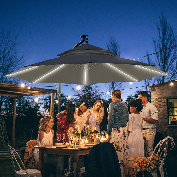 3(m) Cantilever Banana Parasol Hanging Umbrella with Double Roof