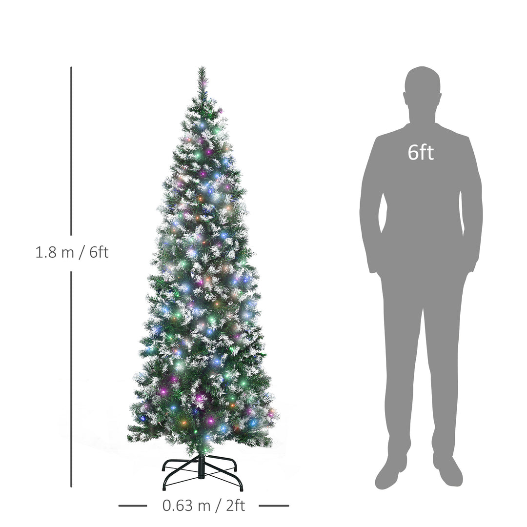 6' Tall Prelit Pencil Slim Artificial Christmas Tree with Realistic Branches