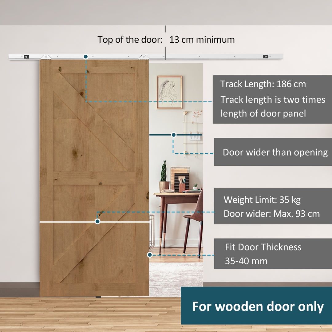 Modern Sliding Barn Door Closet Hardware Track Kit Track System Unit for Single Wooden Door 6FT /1860mm by