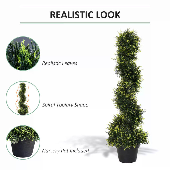 Set Of 2 Artificial Tree 90cm/3FT Artificial Spiral Topiary Trees w/ Pot Fake Greenery Plant Home Office Garden Décor Green