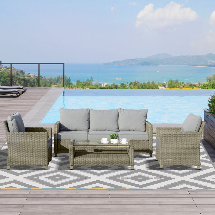 5-Seater Patio Wicker Sofa Set