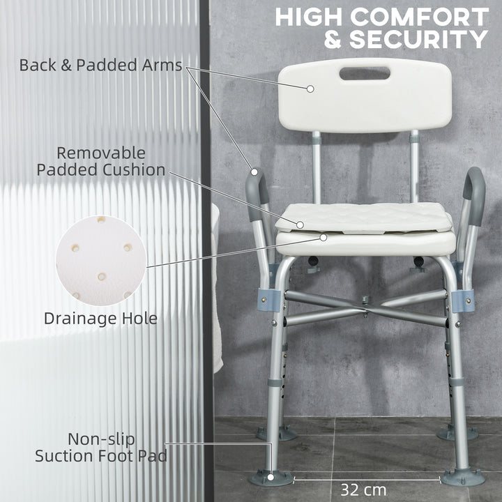 Shower Stool: Adjustable Aluminium Bath Chair with Backrest