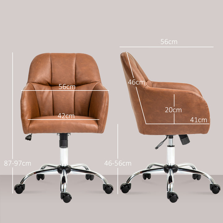 HOMCOM Leather Swivel Chair, Brown