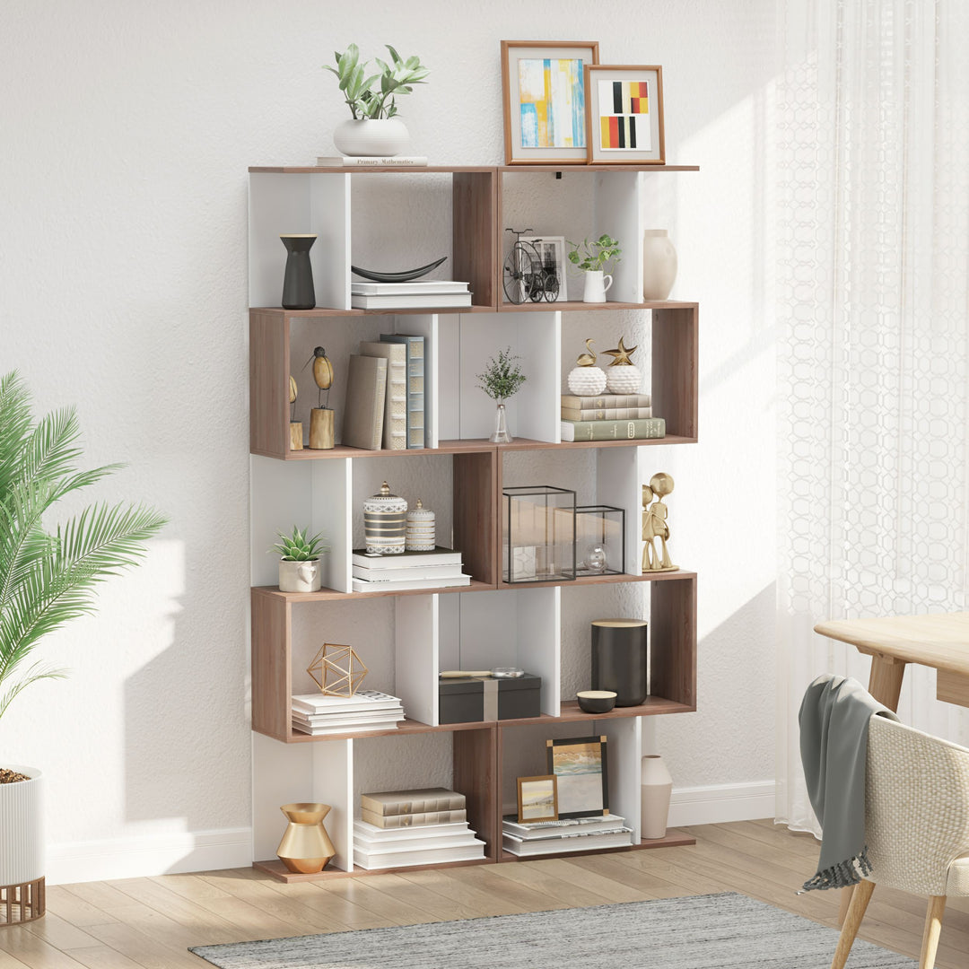 HOMCOM 5-Tier S-Shaped Bookcase, White