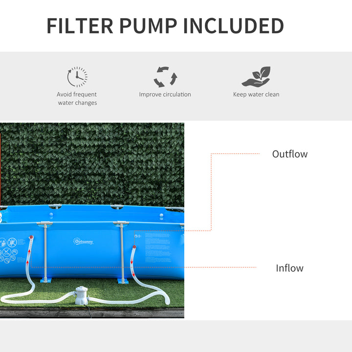 Steel Frame Pool w/ Filter Pump and Filter Cartridge Rust & Reinforced Sidewalls Resistant Above Ground Pool Blue 315 x 225 x 75cm