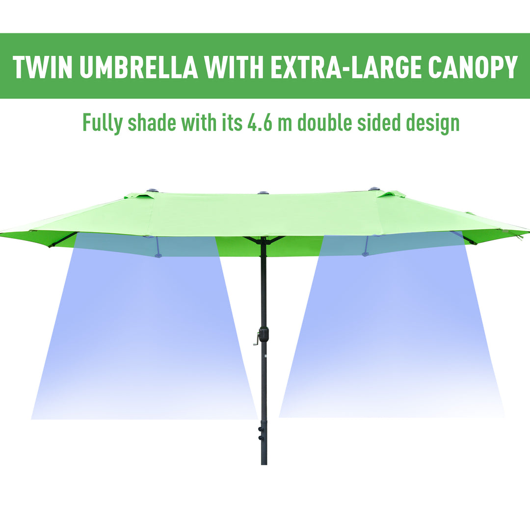 Waterproof Double-Sided Parasol: 4.6m Weather-Resistant Canopy with Cross Base