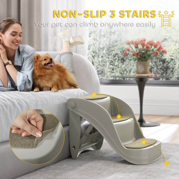 Foldable Pet Stairs 3 Steps with Non-slip Mats for Small Dogs