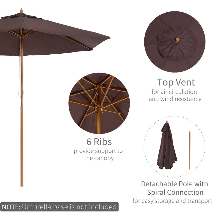 Elegant Wooden Garden Parasol: 2.5m Patio Sunshade with UV Protection