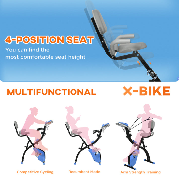 2-in-1 Folding Exercise Bike with 8-Level Magnetic Resistance