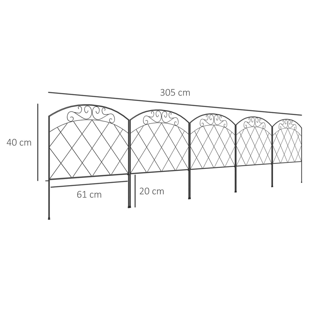 3m Decorative Metal Garden Fence - Diamond and Swirl Pattern