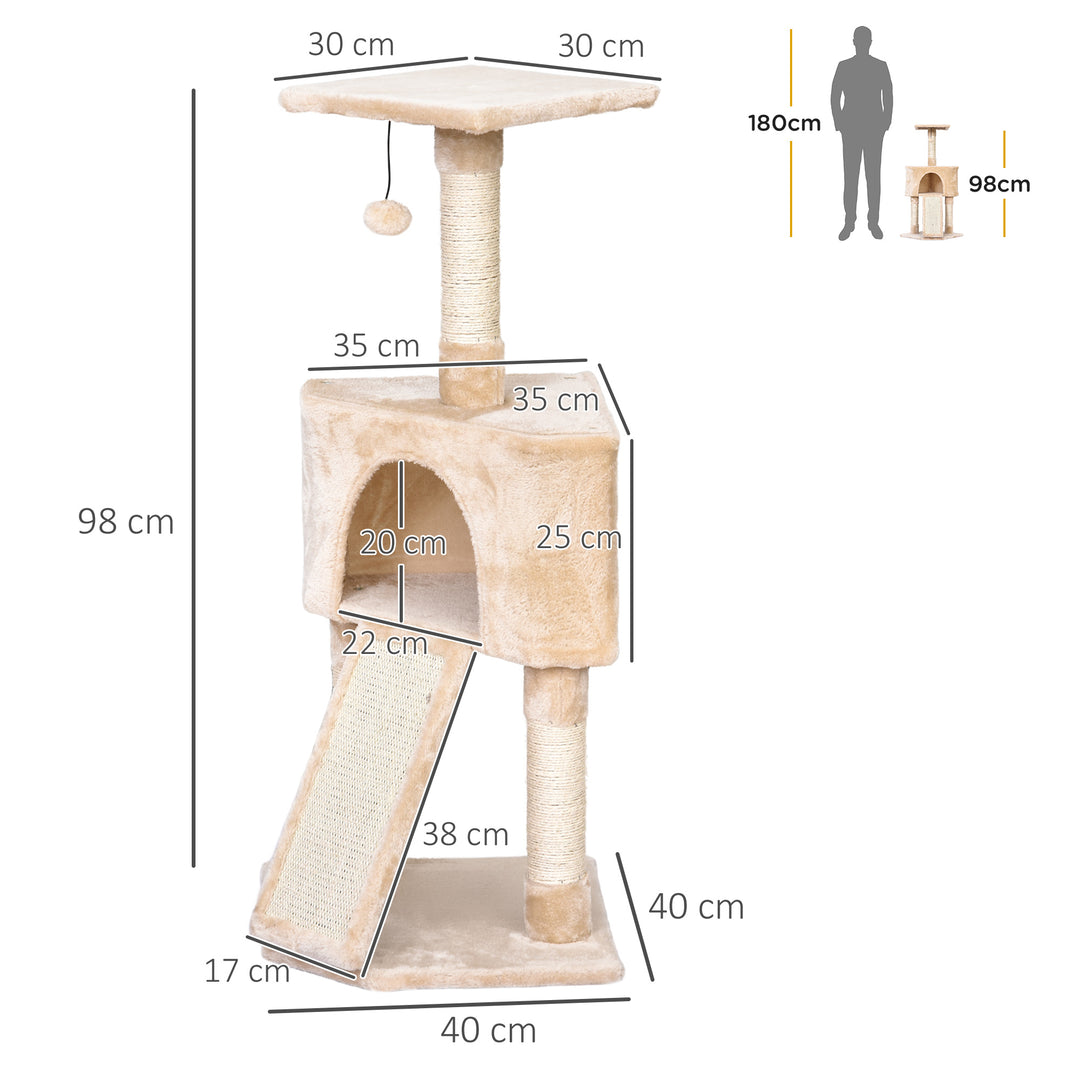 Interactive 3-Tier Cat Scratching Post: Sisal Rope and Dangle Toy for Play